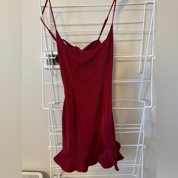 Lucy In The Sky - Shimmer Ruffle Dress In Red - Picture 1 of 5